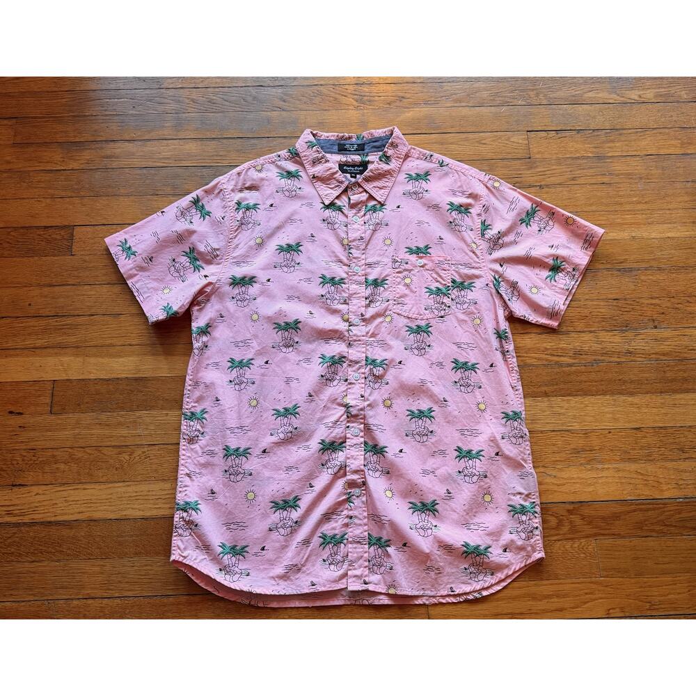 EIGHTY EIGHT Platinum Pink Tropical Button Down Shirt Mens sz XXL (Runs small)